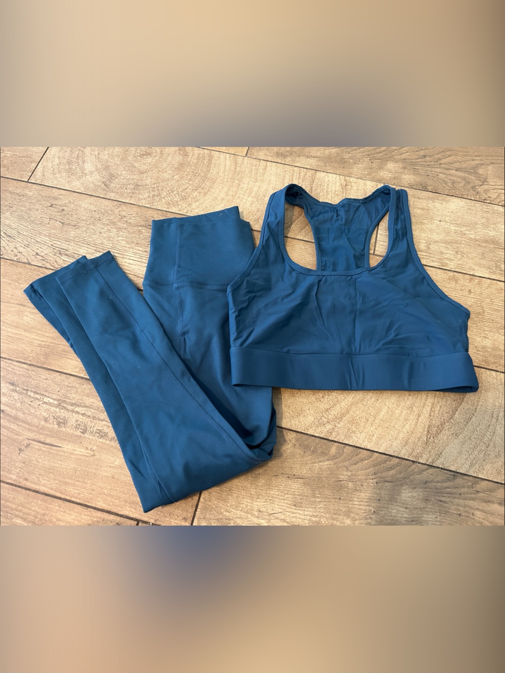 Fabletics Teal Matching Activewear Set | Sports Bra M + High-Waisted Leggings S